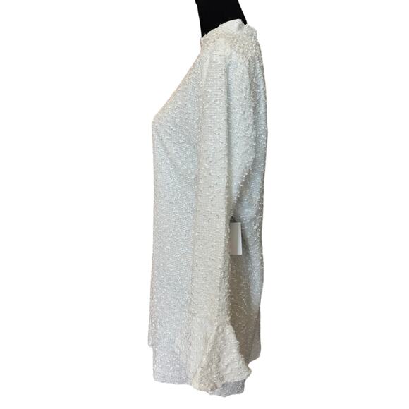 New ~ LULU'S ~ Bring the Magic White Tweed Sequin HOLIDAY Dress Size XL - Picture 5 of 11